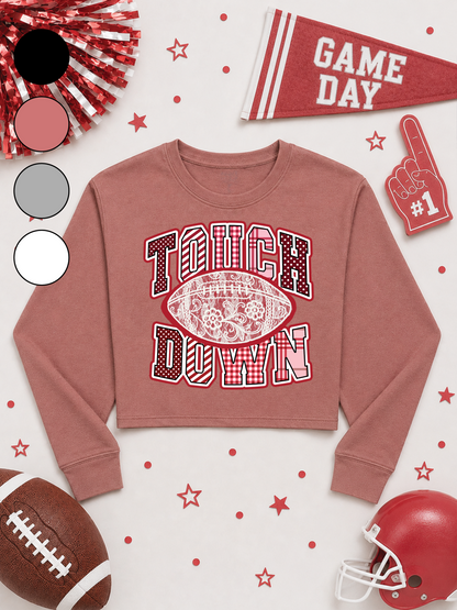 Lace Football Touchdown Pattern Graphic Cropped Sweatshirt