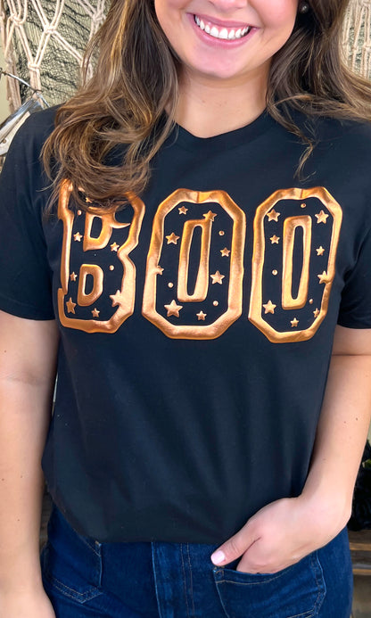 Boo Metallic Puff Halloween Graphic Shirt