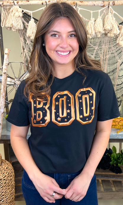 Boo Metallic Puff Halloween Graphic Shirt