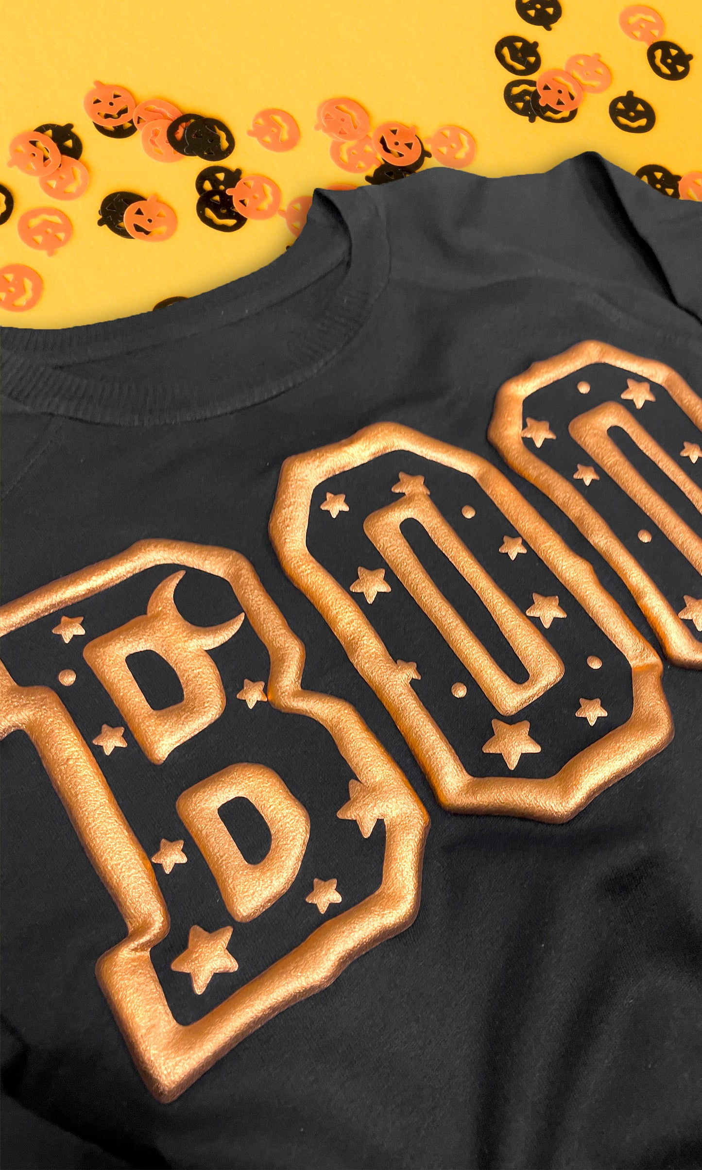 Boo Metallic Puff Long Sleeve  Edgy Graphic Shirt