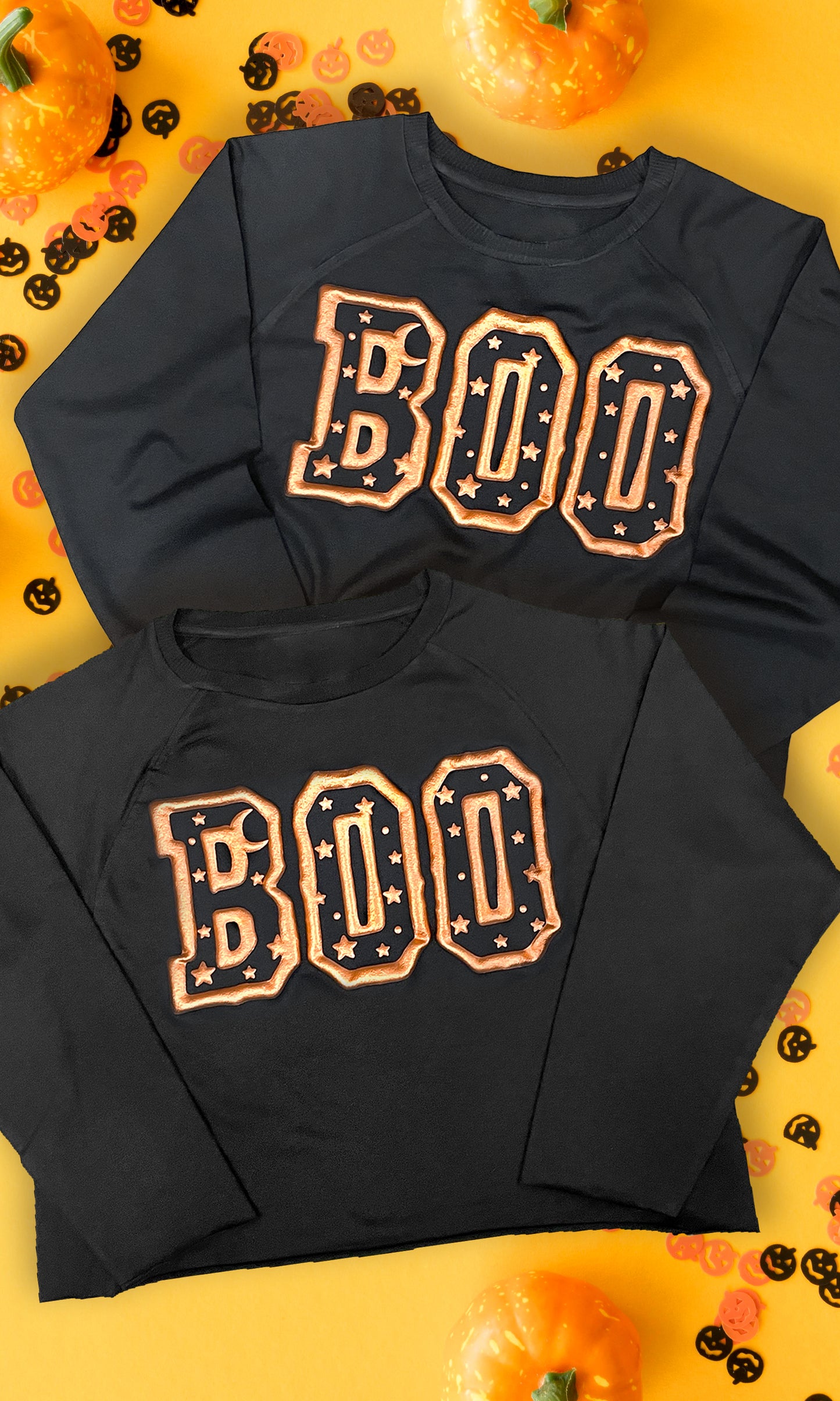 Boo Metallic Puff Long Sleeve  Edgy Graphic Shirt