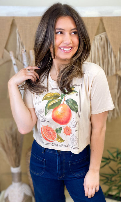 Botanical Fruit Graphic Crop Top T-Shirt