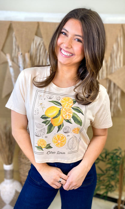 Botanical Fruit Graphic Crop Top T-Shirt