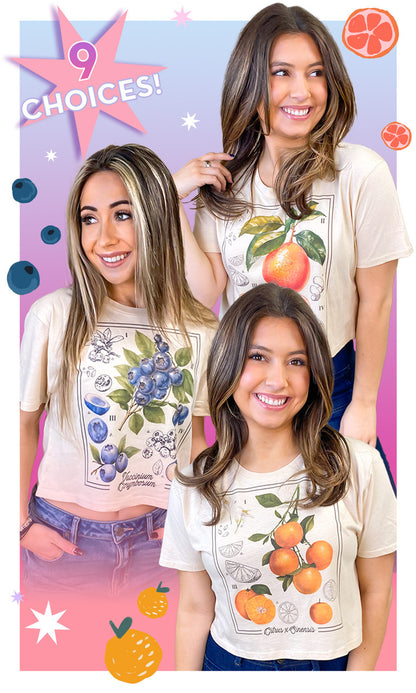 Botanical Fruit Graphic Crop Top T-Shirt