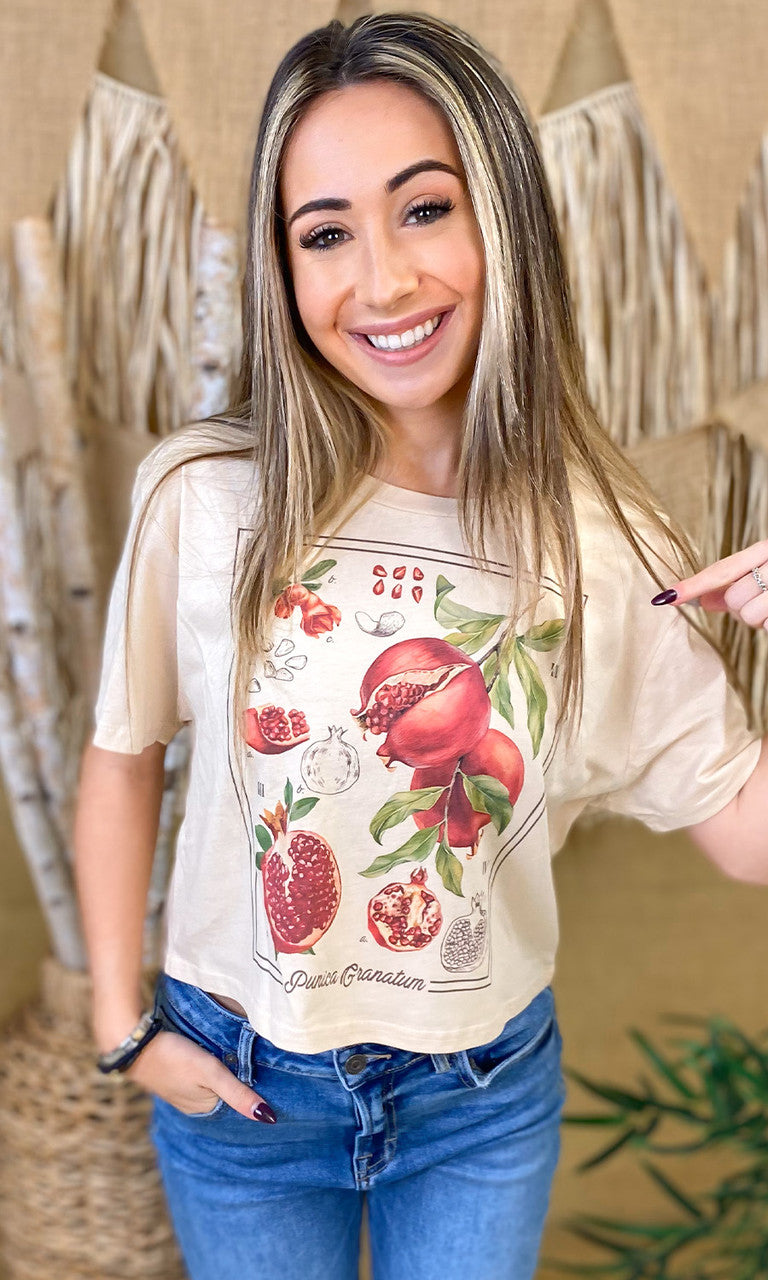 Botanical Fruit Graphic Crop Top T-Shirt