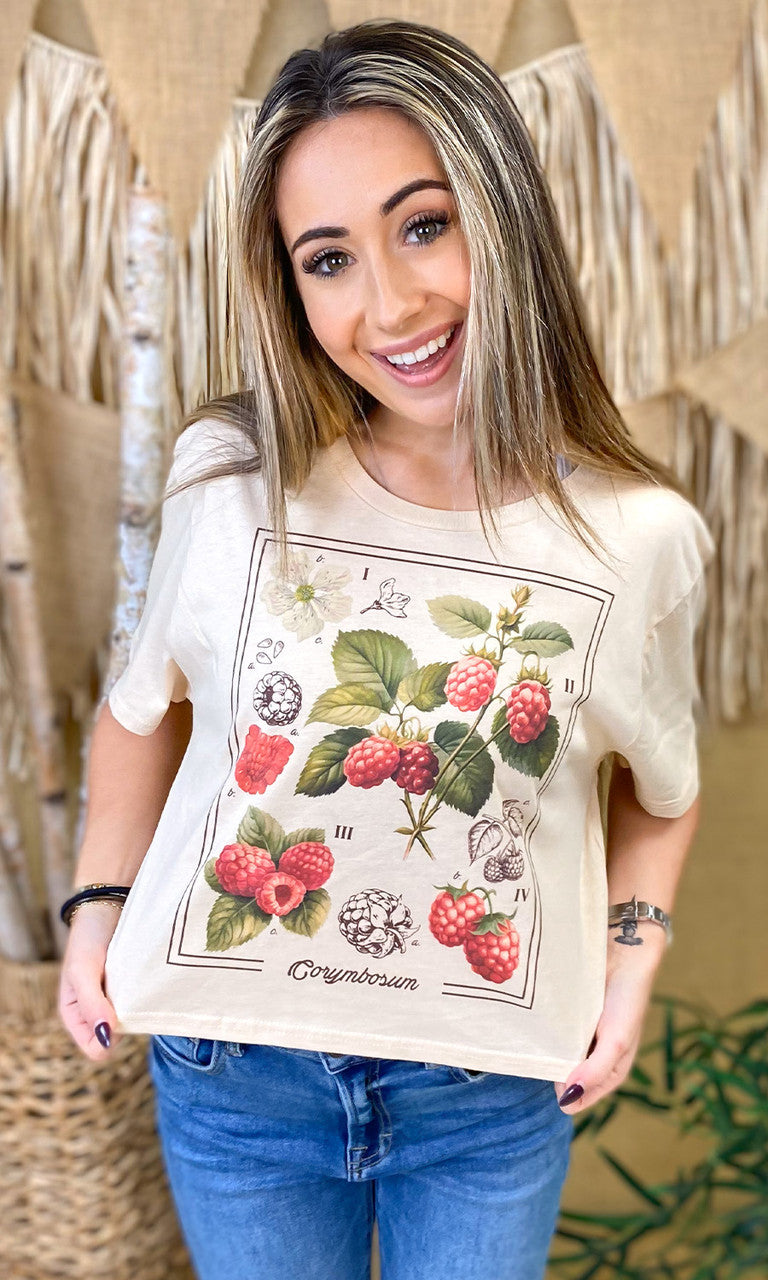 Botanical Fruit Graphic Crop Top T-Shirt