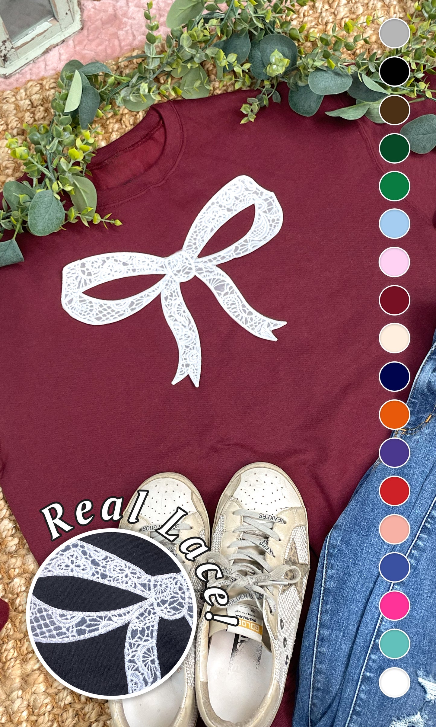 Bow Lace Graphic Sweatshirt