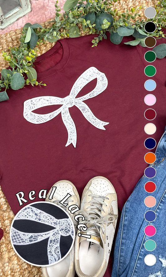 Bow Lace Graphic Sweatshirt