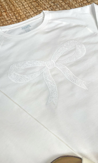 Bow Lace Graphic Long Sleeve Edgy Shirt