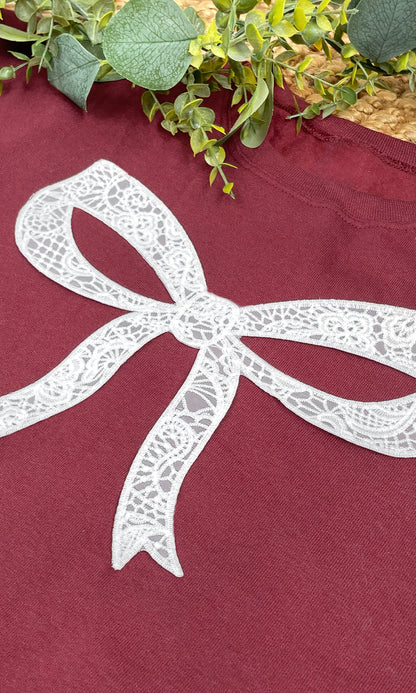 Bow Lace Graphic Sweatshirt