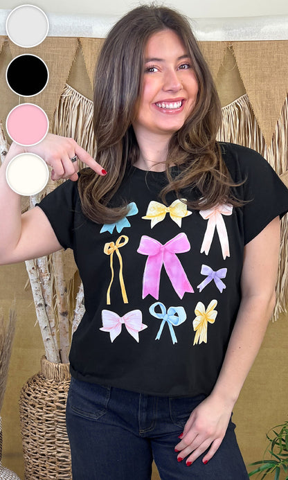 Bright Bows Graphic Edgy T-Shirt