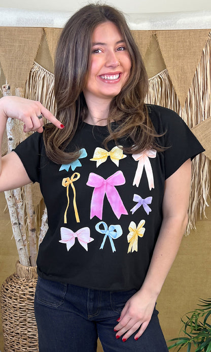 Bright Bows Graphic Edgy T-Shirt