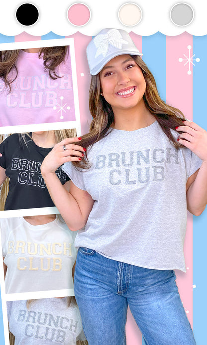 Brunch Club Soft Chenille Graphic Edgy T-Shirt