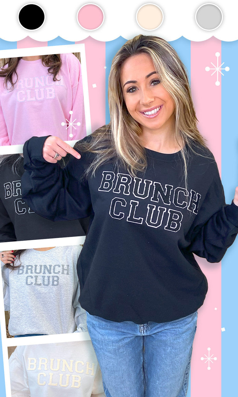 Brunch Club Soft Chenille  Graphic Sweatshirt