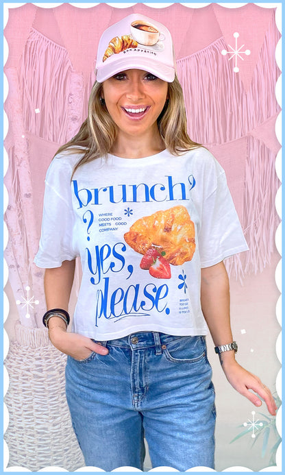 Brunch Yes Please Graphic Crop Top T-Shirt