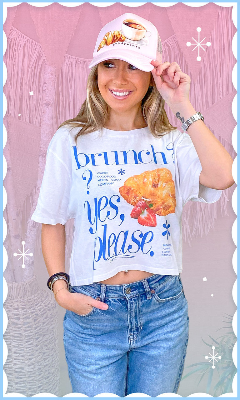 Brunch Yes Please Graphic Crop Top T-Shirt