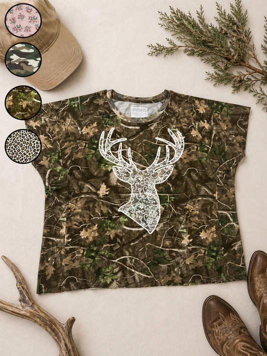 Buck Lace Graphic AOP Edgy Graphic Shirt