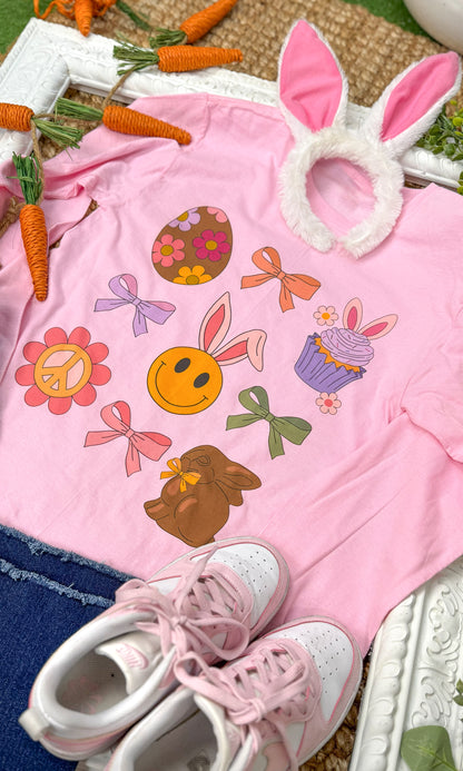 Bunnies and Bows Easter Graphic Long Sleeve T-Shirt