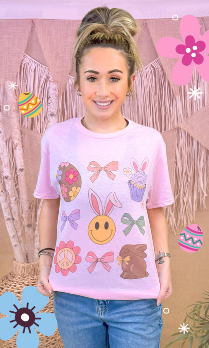 Bunnies and Bows Easter Graphic T-Shirt