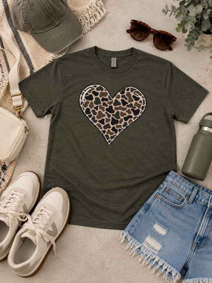 Camo Heart Pigment Washed Graphic T-Shirt