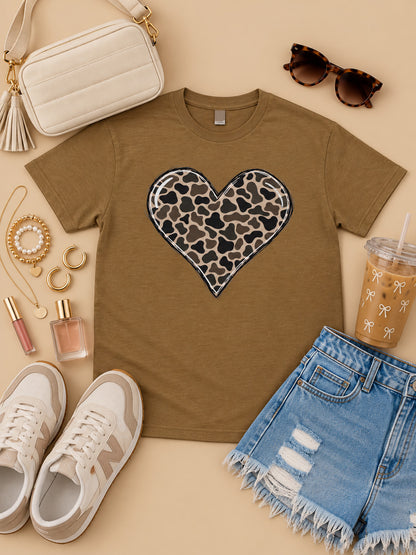 Camo Heart Pigment Washed Graphic T-Shirt