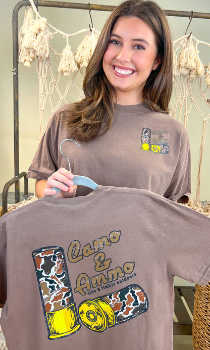 Camo and Ammo Comfort Color Graphic T-Shirt