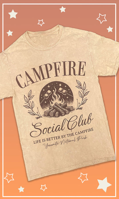 Campfire Social Club Custom Graphic Mineral Washed T-Shirt