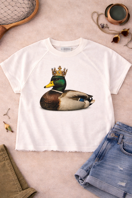 Duck Crown Rhinestone Graphic Edgy Shirt