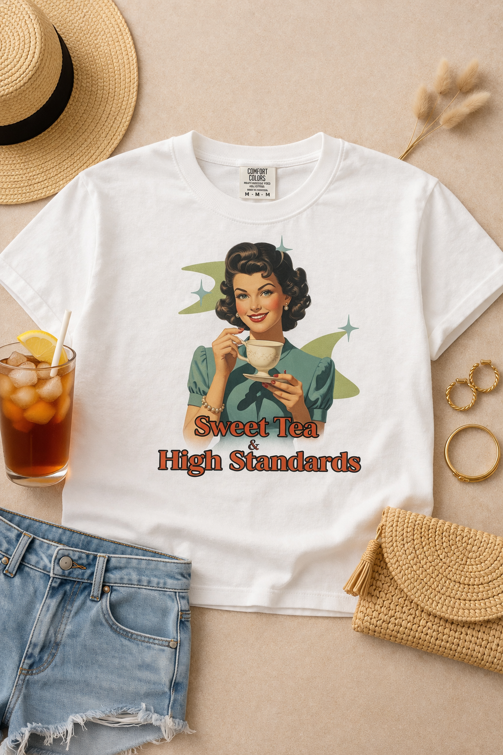 Sweat Tea and High Standards Comfort Color Graphic Boxy Tee