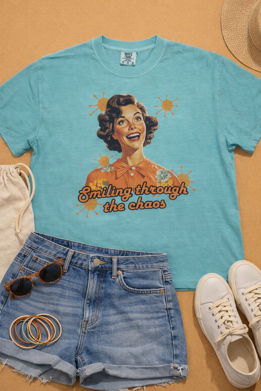 Smiling Through The Chaos Comfort Color Graphic T-shirt