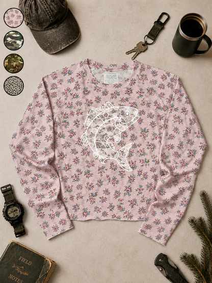 Fish Lace Graphic AOP Edgy Long Sleeve Graphic Shirt