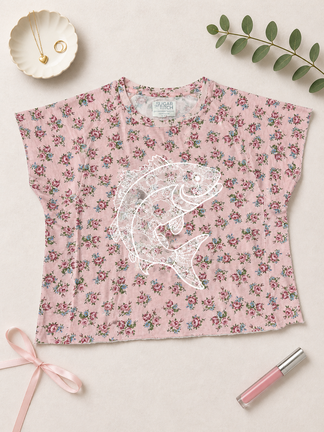 Fish Lace Graphic AOP Edgy Graphic Shirt
