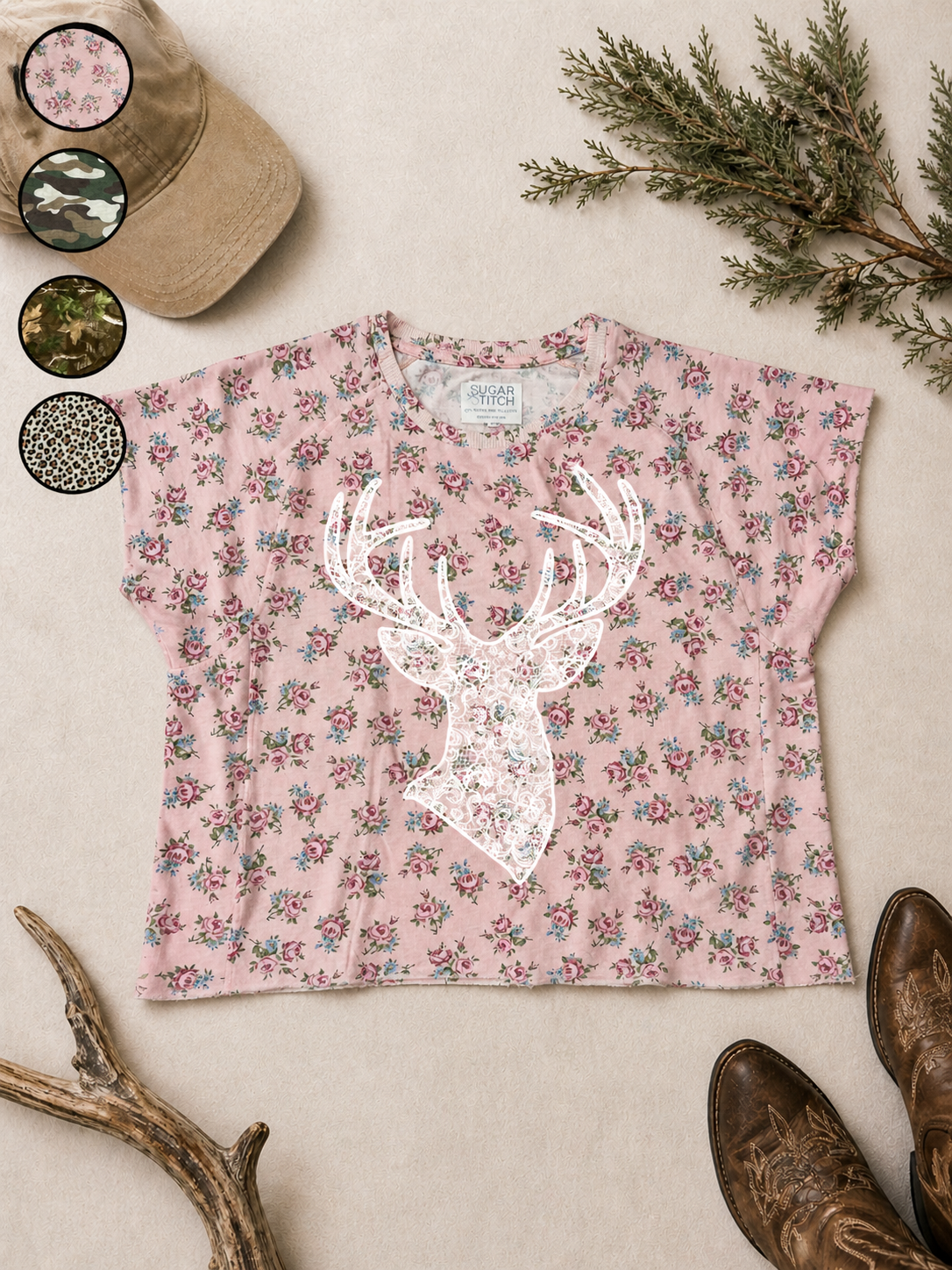 Buck Lace Graphic AOP Edgy Graphic Shirt