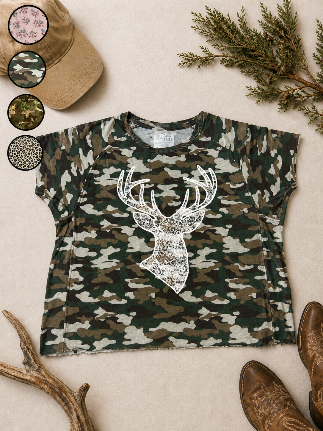 Buck Lace Graphic AOP Edgy Graphic Shirt
