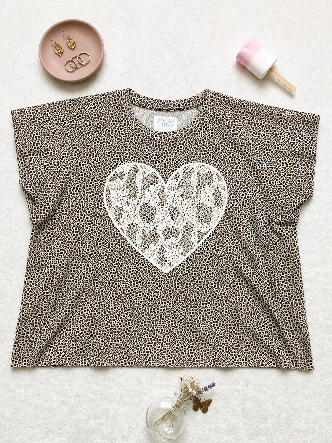 Heart Lace Graphic AOP Edgy Graphic Shirt