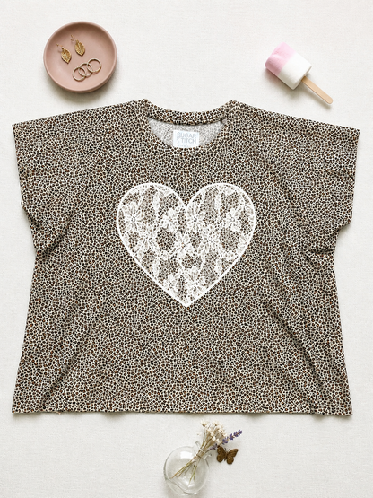 Heart Lace Graphic AOP Edgy Graphic Shirt