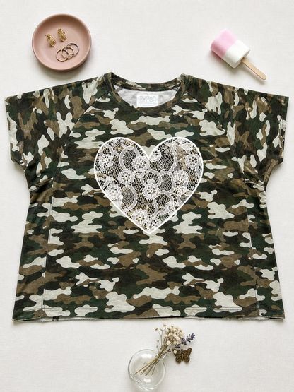 Heart Lace Graphic AOP Edgy Graphic Shirt