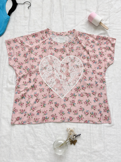 Heart Lace Graphic AOP Edgy Graphic Shirt