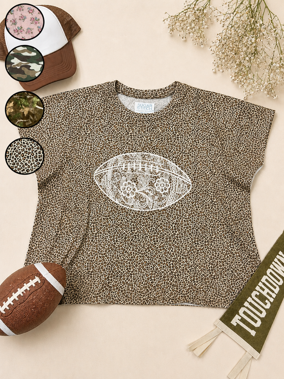 Football Lace Graphic AOP Edgy Graphic Shirt