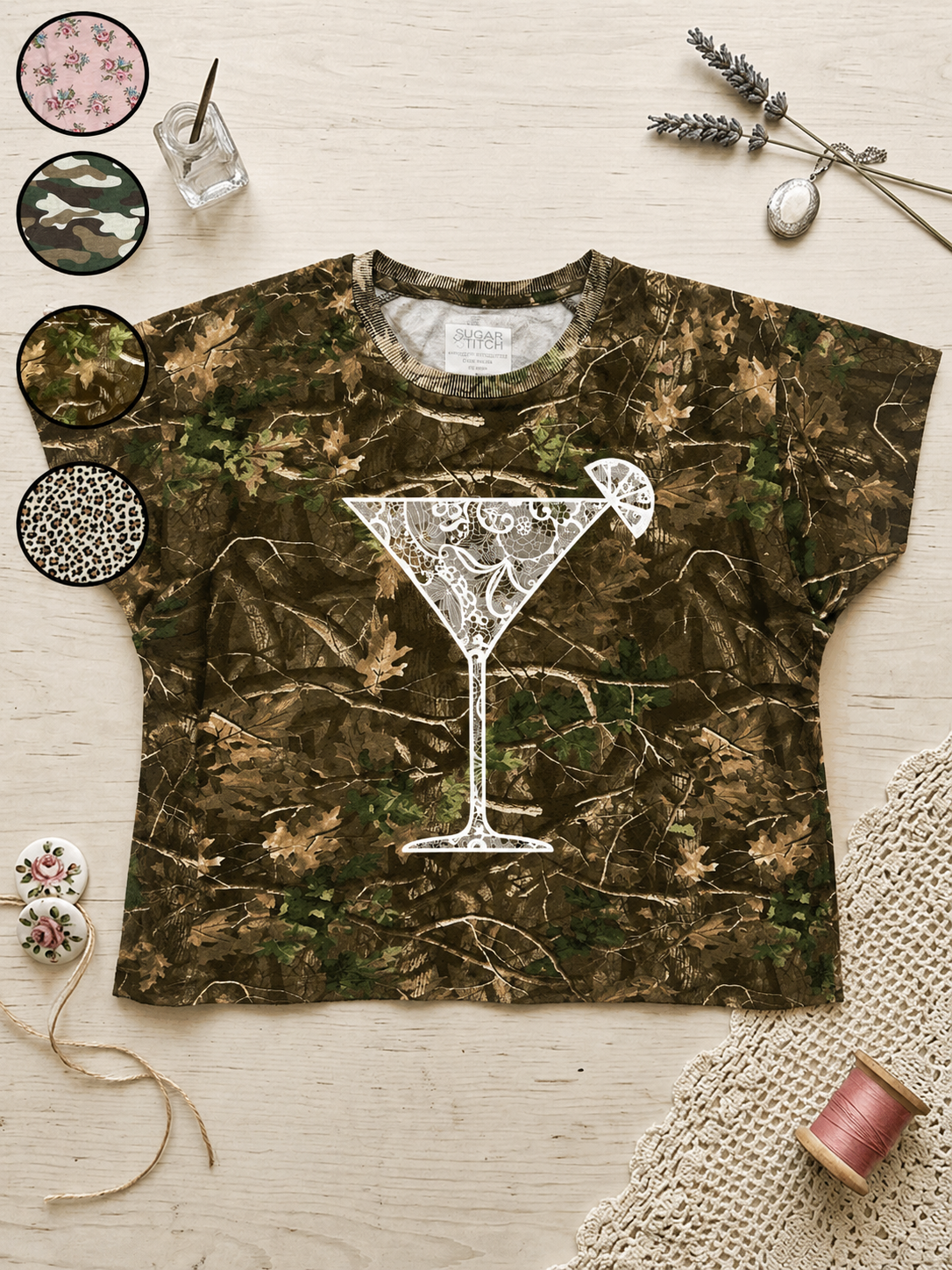 Martini Lace Graphic AOP Edgy Graphic Shirt