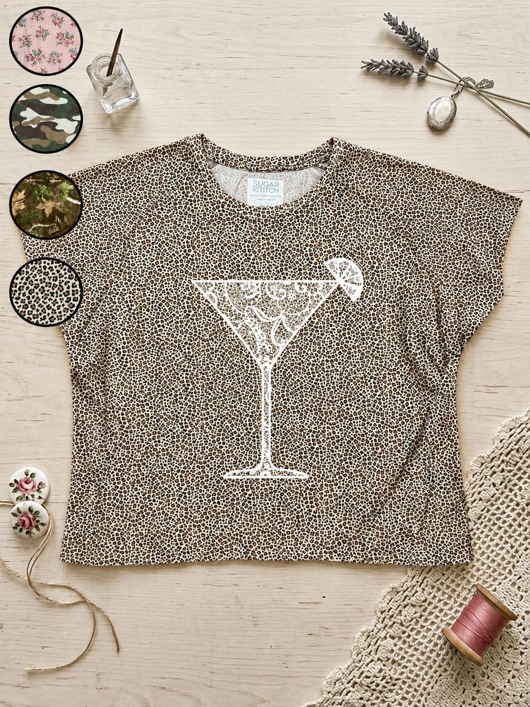 Martini Lace Graphic AOP Edgy Graphic Shirt
