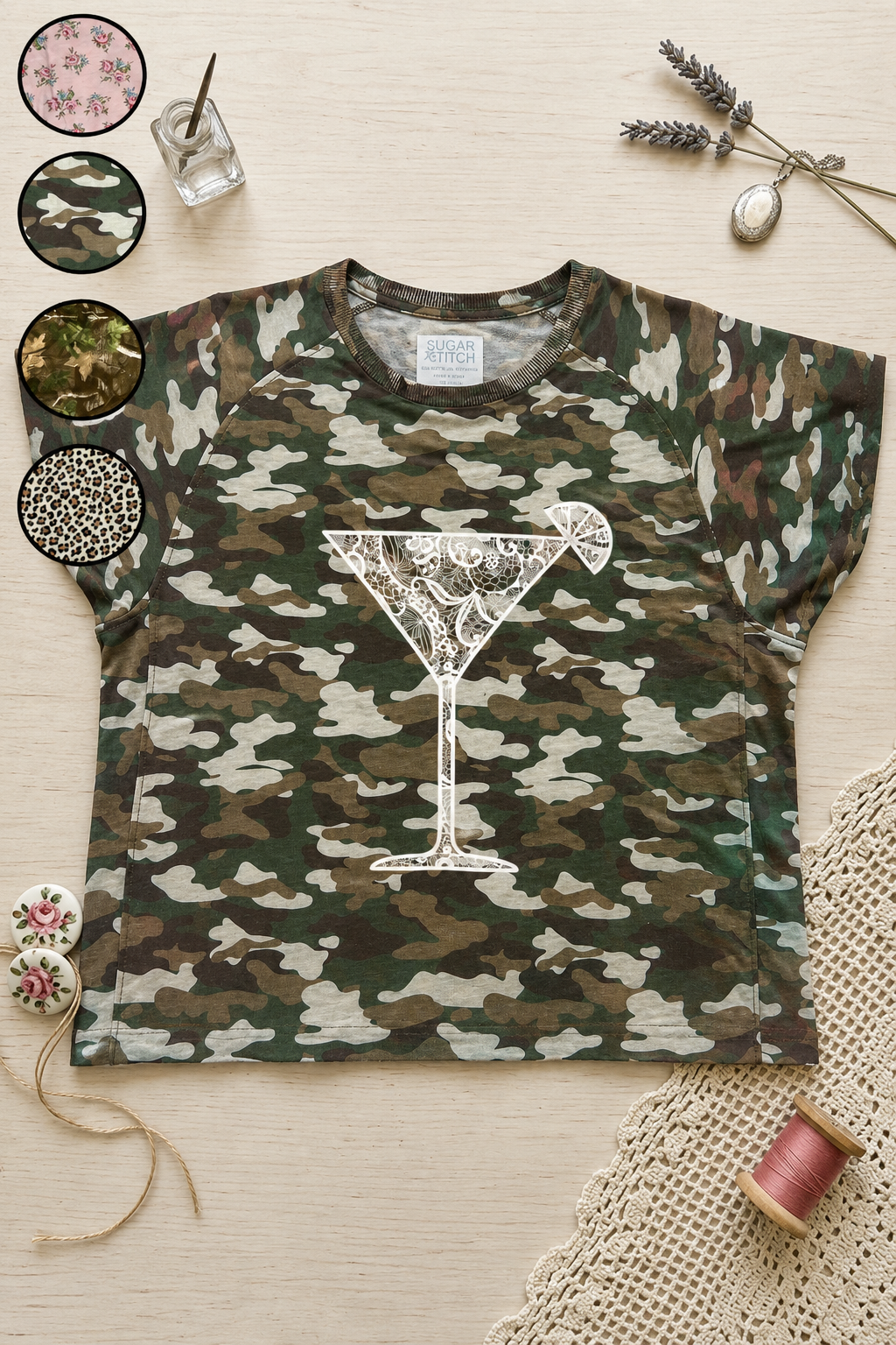 Martini Lace Graphic AOP Edgy Graphic Shirt