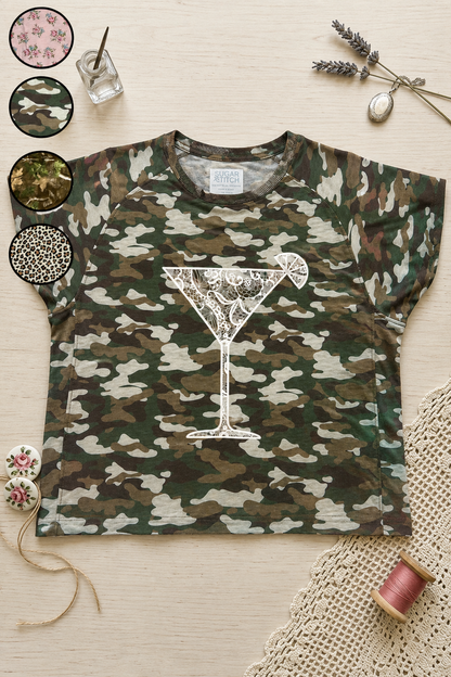 Martini Lace Graphic AOP Edgy Graphic Shirt