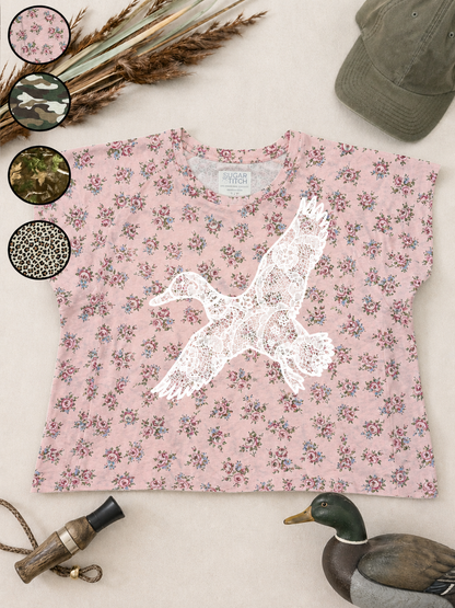 Duck Lace Graphic AOP Edgy Graphic Shirt