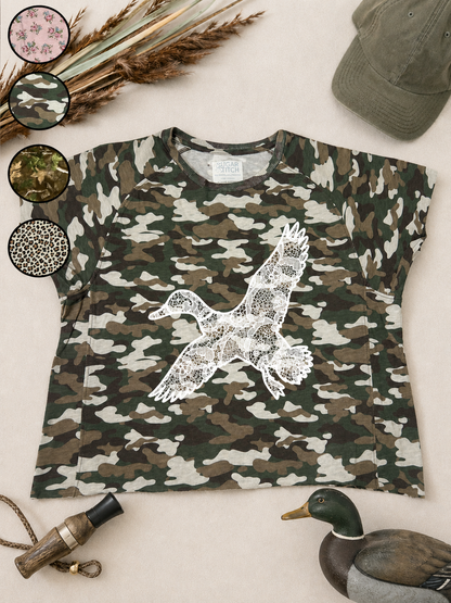 Duck Lace Graphic AOP Edgy Graphic Shirt