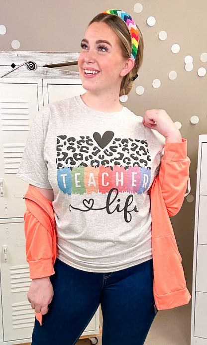 Cheetah Teacher Life Graphic T-Shirt