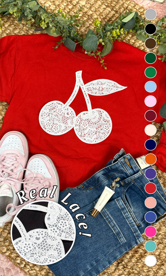 Cherry Lace Graphic Sweatshirt