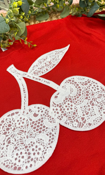 Cherry Lace Graphic Sweatshirt