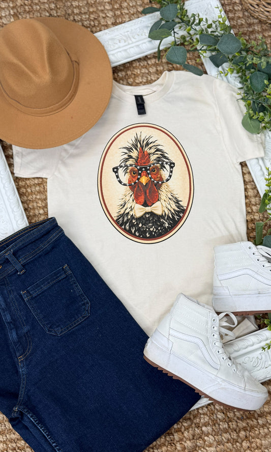 Chicken with Rhinestone Specs Graphic T-Shirt