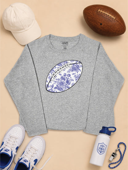 Chinoiserie Game Day Football Graphic Long Sleeve Edgy Shirt